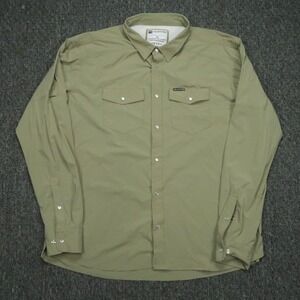 Field Ethos Shirt Mens XXL Green Pearl Snap Long Sleeve Stretch Outdoors Hiking